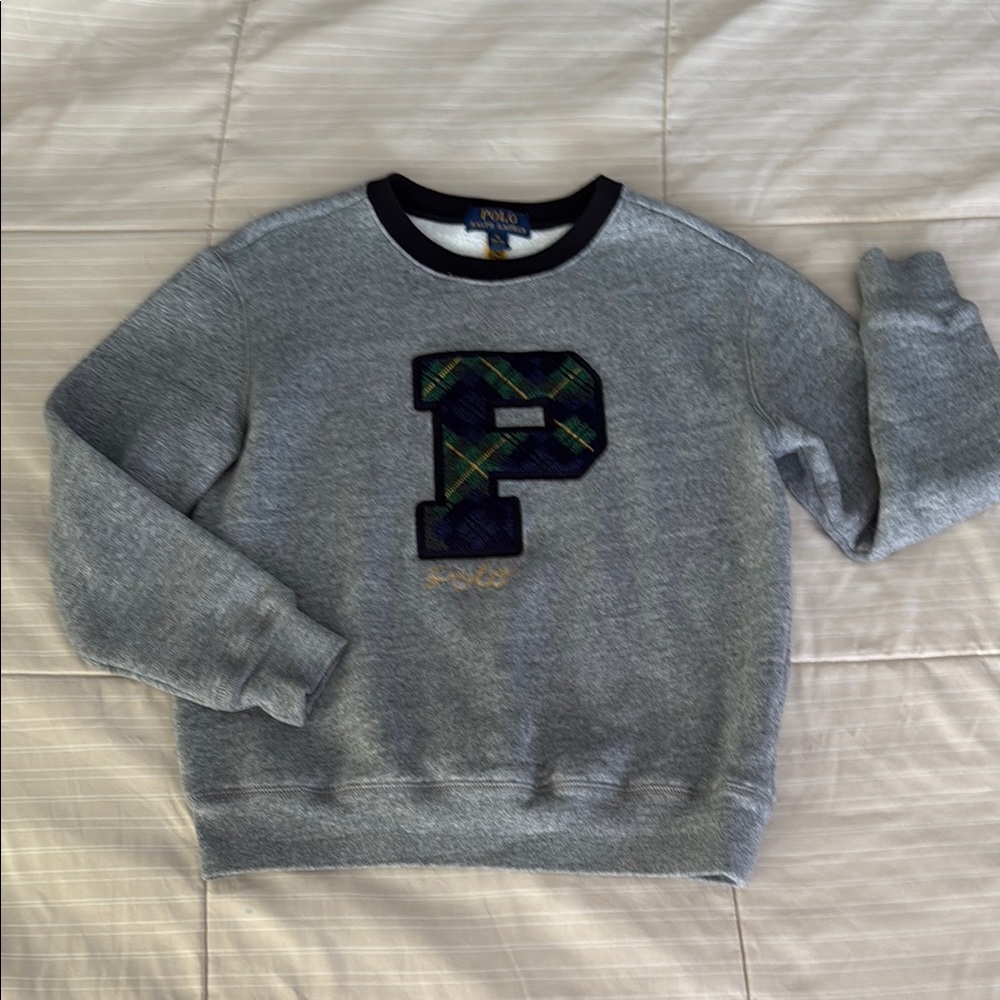 Polo by Ralph Lauren Gray and Green Crewneck Sweater with Textured P